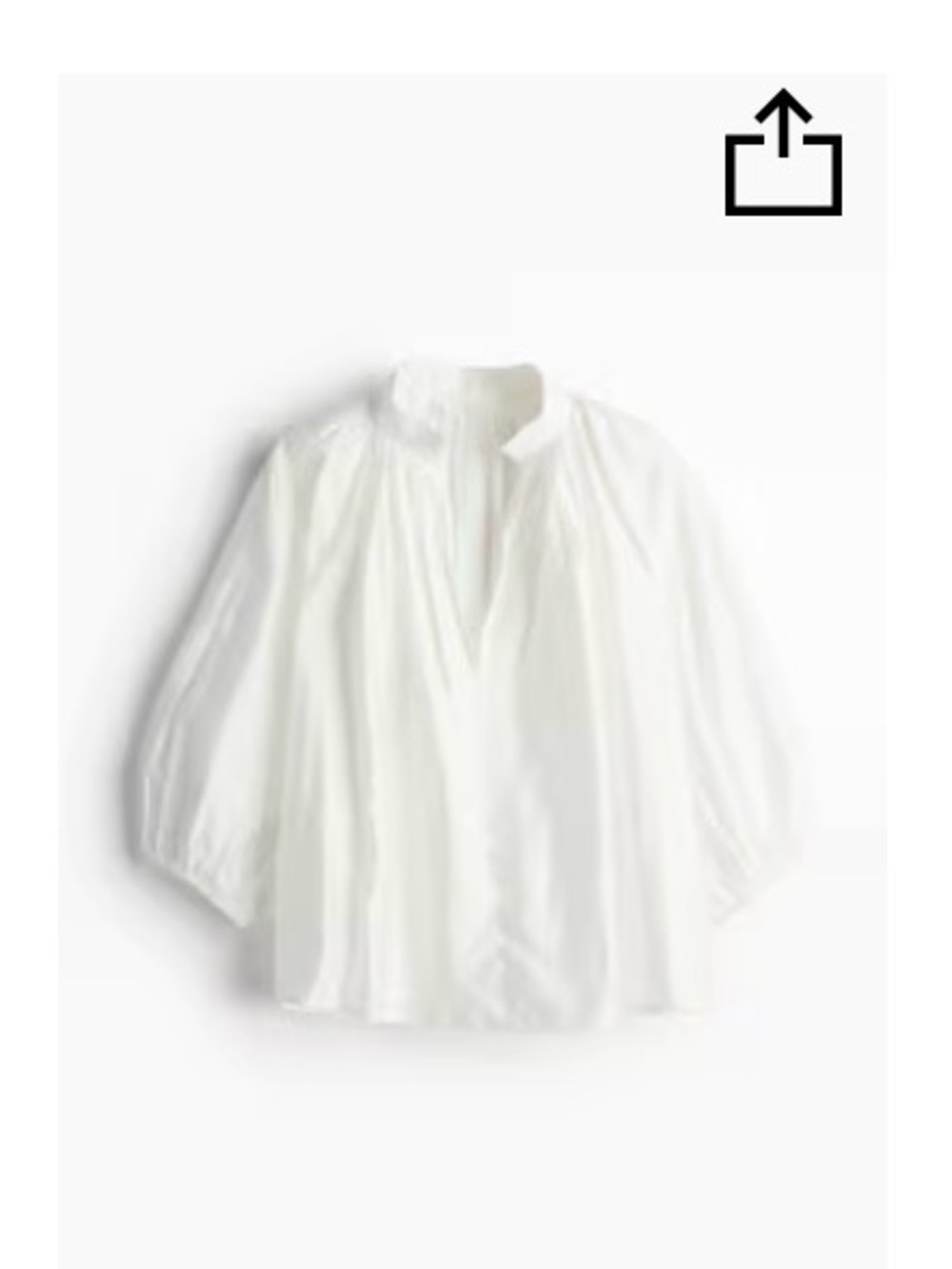 H&M Sheer Ivory Blouse with Gathered Neckline